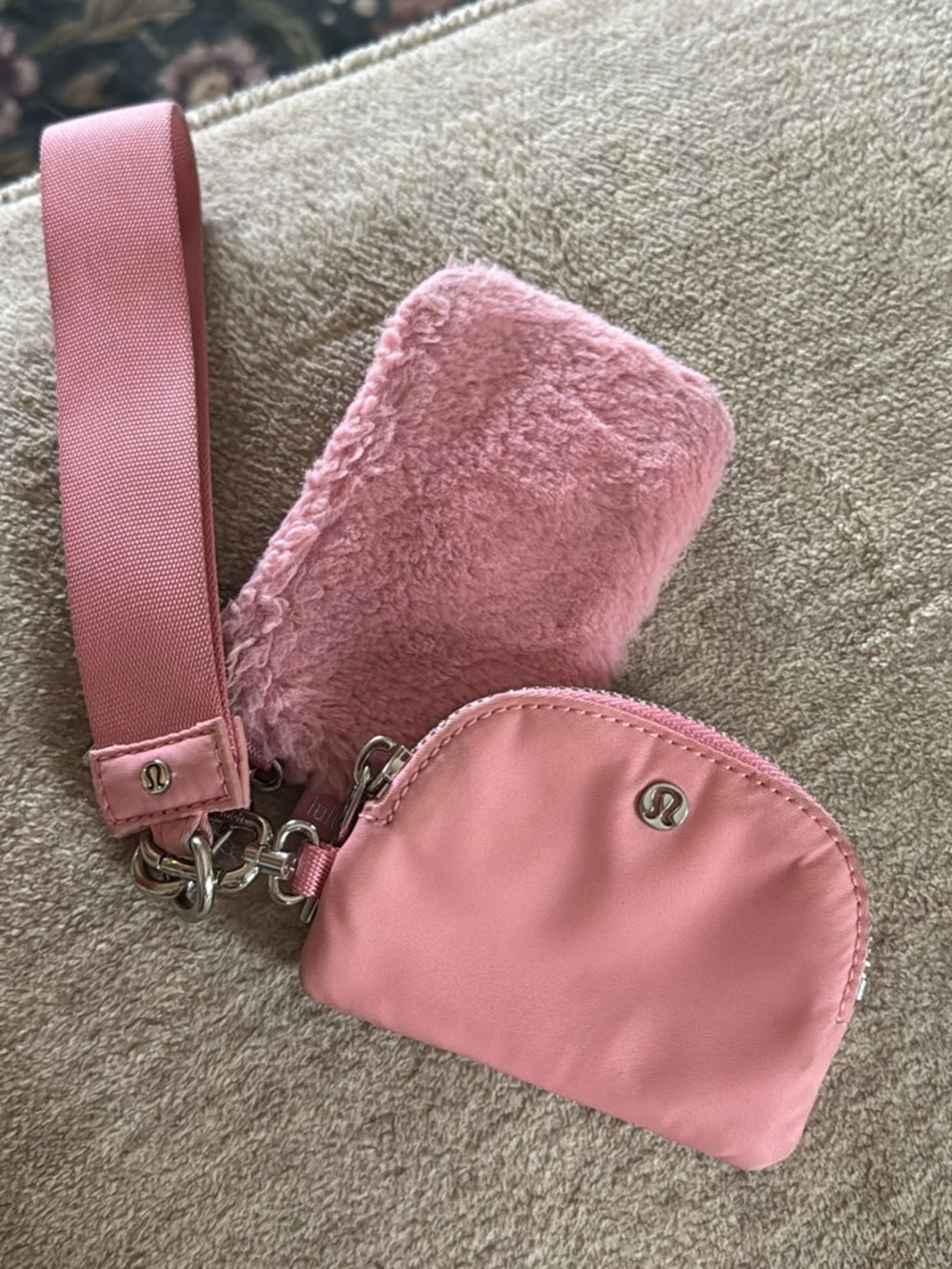 lululemon athletica Pink Key & Card Holder Wristlet Set